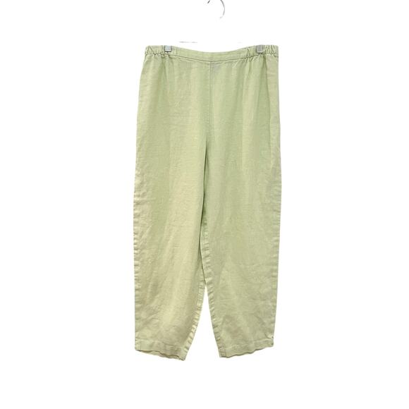 Eileen Fisher Pants Womens Medium Light Green Linen Pull On Elastic Waist Casual - Picture 1 of 5